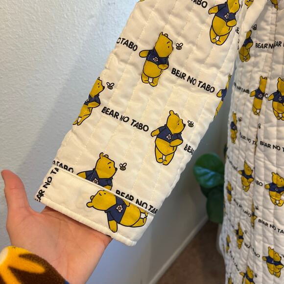 Vintage Fair Lady Quilted White Winnie The Pooh Button Trench Coat Size Small - Picture 11 of 15